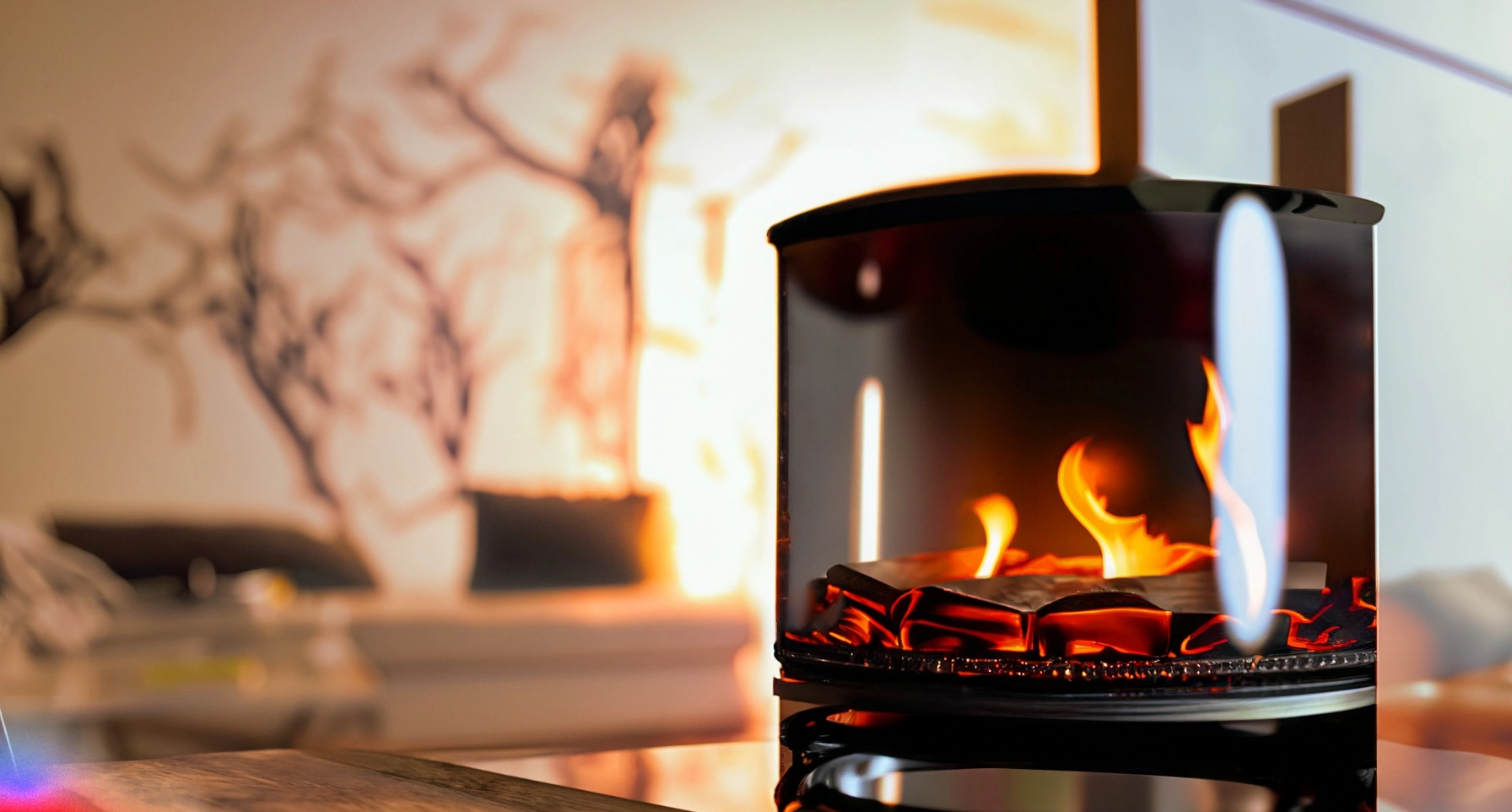 image of a woodburner stove in a room